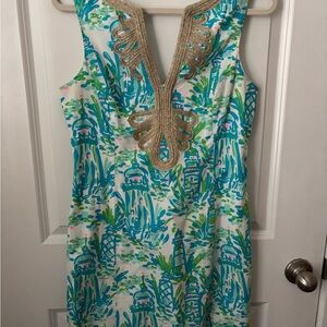 Lilly Pulitzer Gold and Blue Dress